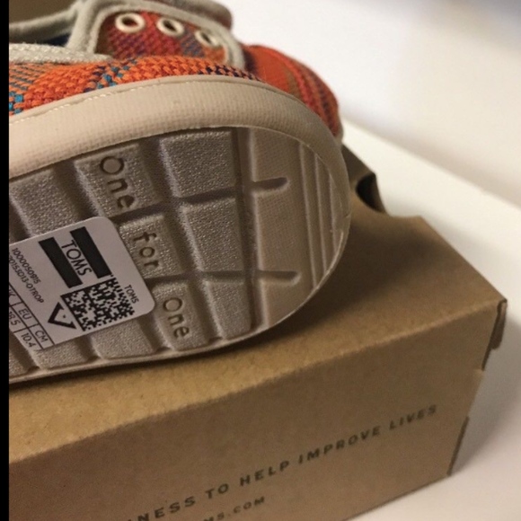 TOMS New Tiny Orange Tropic Cordones Toddler Shoes - Picture 5 of 6